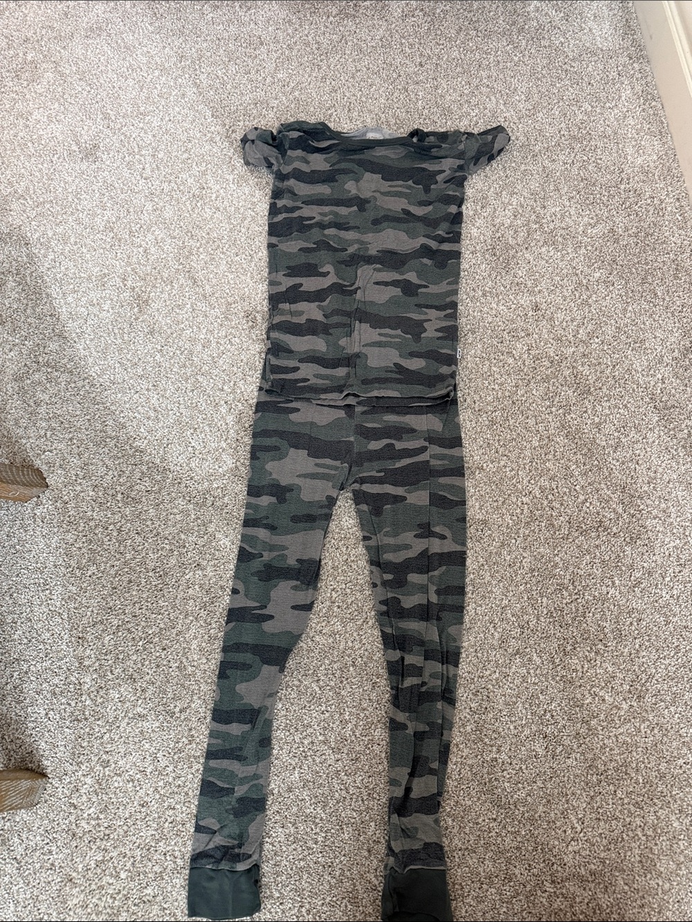 Little Sleepies Green and Black Camo Stretch pajamas short sleeve set